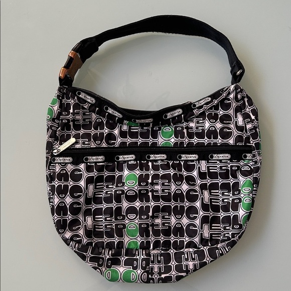 Lesportsac Handbags - LeSportsac Black and Green Graphic Classic Hobo Bag